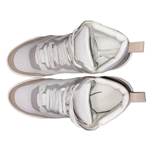 Jimmy Choo White Beige Leather Men\'s High Top Sneakers     Size: EU 45 US 12 main image 7
